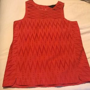 J Crew Salmon Islet Lace Top with Keyhole Back